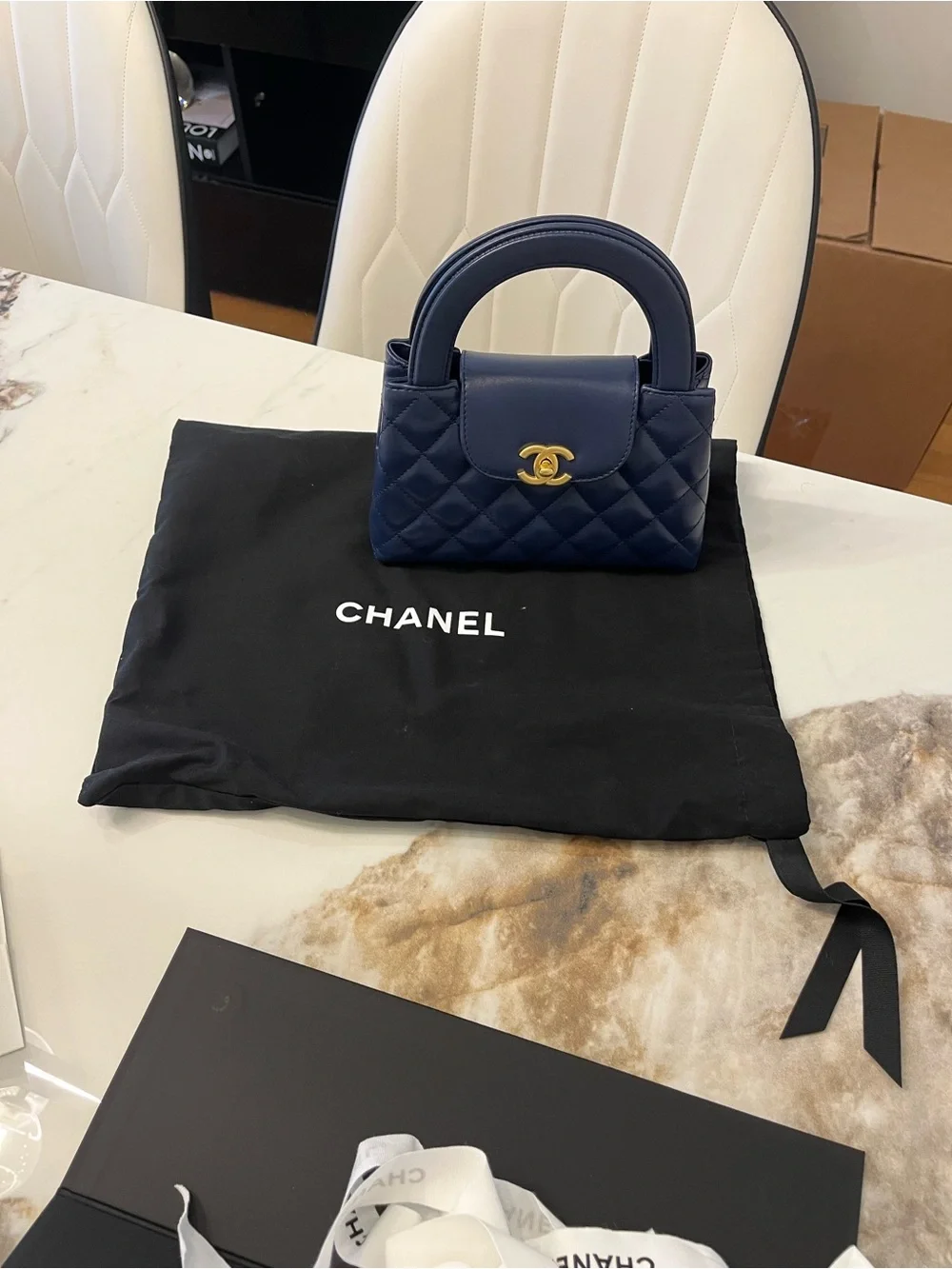 Brand New CHANEL Small Shopping Bag Dark Blue